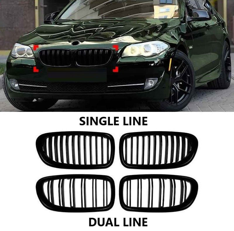 Car Craft Compatible With Bmw 5 Series F10 2010-2017 Front Bumper Show Mesh Grill Single Line Bar Zst-1426 Single Glossy Black - CAR CRAFT INDIA