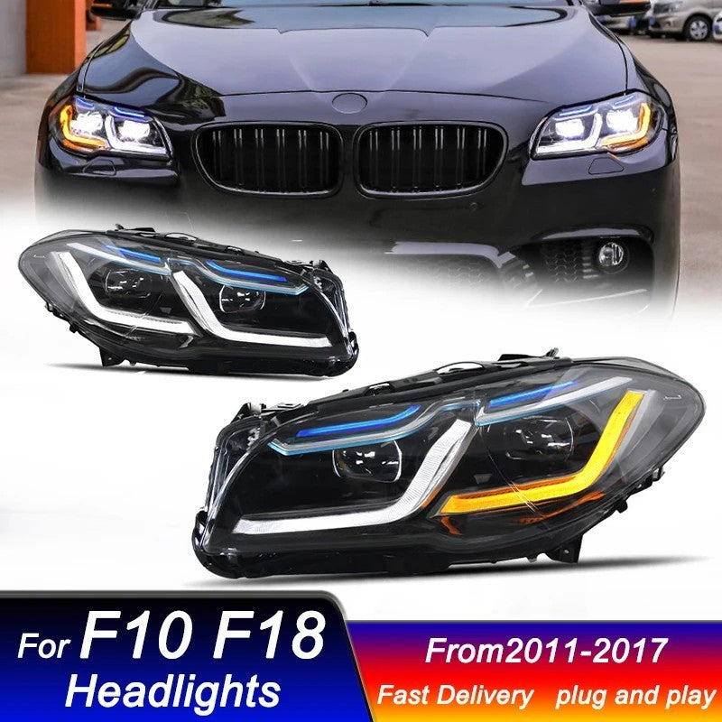Car Craft Compatible With Bmw 5 Series F10 2010-2013 Car Front Upgraded Head Light Lamp Xenon Headlight Retrofit Upgrade Modified Led Drl Hid Light G30 Laser Style - CAR CRAFT INDIA