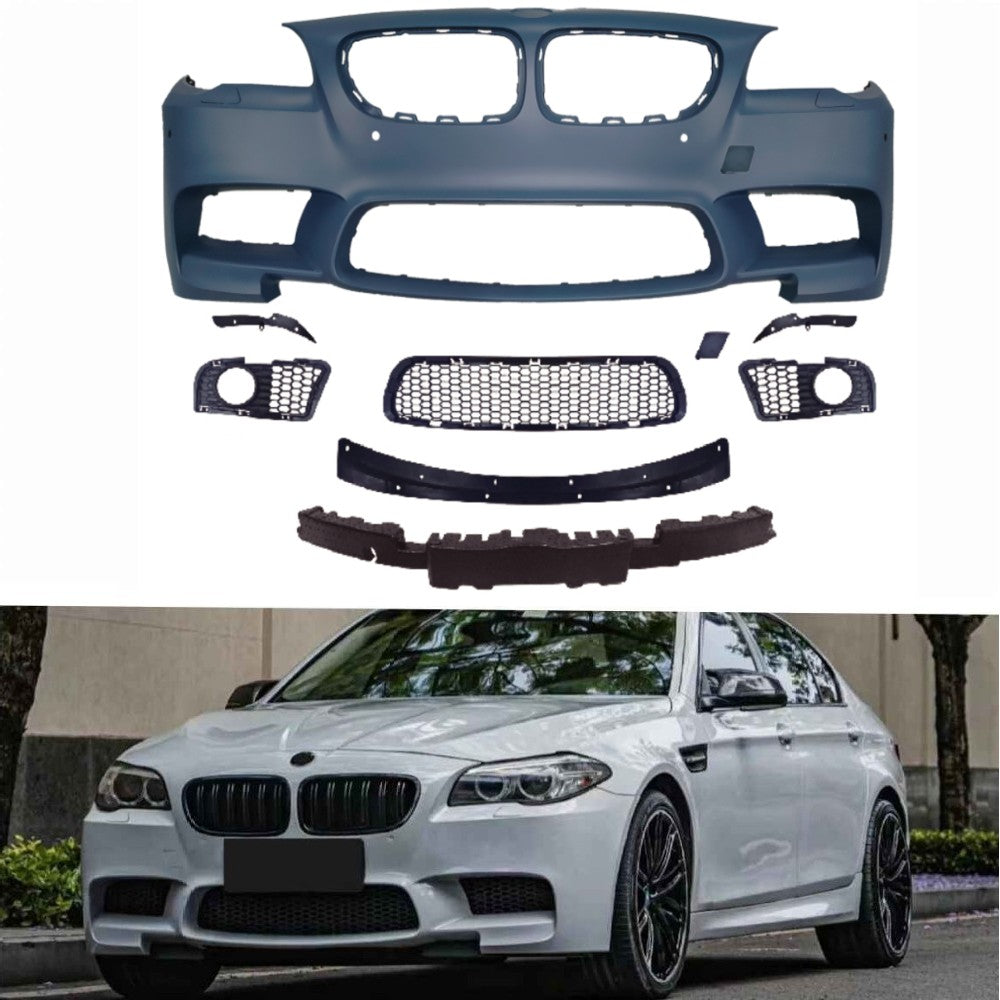 Car Craft Compatible With Bmw 5 Series F10 2010-2017 Upgrade Facelift Convert To M Sport M5 Bodykit Front Bumper Skirt With Fog Lamp Hole Gc F10/18-009