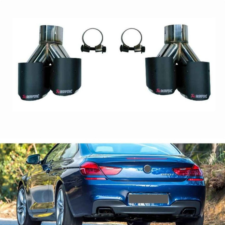 Car Craft Compatible With Bmw 6 Series F06 F12 2011-2018 Exhaust Tips Tail Pipe Midpipe Muffler With Clamp Akrapovic Black F06/f12/f13-010 Gb Gc