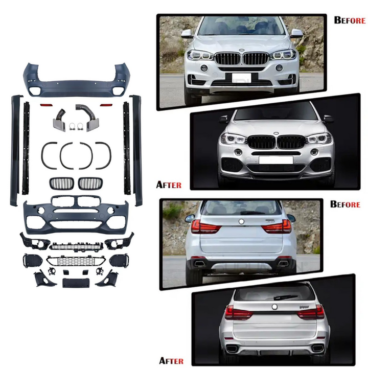 Car Craft Compatible With Bmw X5 F15 Upgrade Convert To M Sport M Performance M Tech Mt Bodykit Body Kit Front Rear Bumper Front After Lip Diffuser Skirt Splitter Exhaust Tip Pipe Wheel Arch Gc F15 009