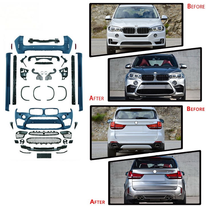 Car Craft Compatible With Bmw X5 F15 Upgrade Convert To M Sport M Performance X5m Bodykit Body Kit Front Rear Bumper Front After Lip Diffuser Skirt Splitter Exhaust Tip Pipe Wheel Arch Gc F15 010
