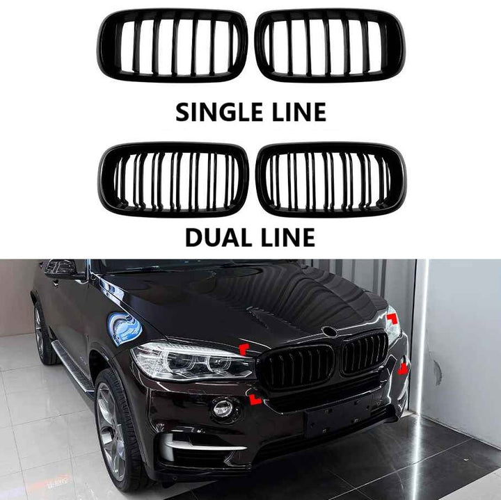 Car Craft Compatible With Bmw X5 F15 X6 F16 2014-2018 Front Bumper Show Gril Glossy Black Single Line