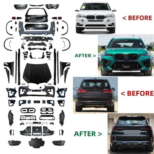 Car Craft Compatible With Bmw X5 F15 2014-2018 Upgrade Facelift Convert To X5 G05 Lci 2024 F95 X5m M Sport Kit Bumper Grill Headlight Taillight Trunk Fender Spoiler Bodykit Non Cut Version - CAR CRAFT INDIA