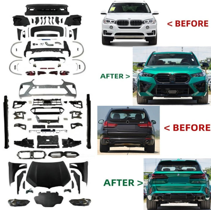Car Craft Compatible With Bmw X5 F15 2014-2018 To X5 G05 Lci 2023+ M Sports Xm5 Upgrade Facelift Conversion Hood Fender Bodykit Bumper Headlight Taillight CC-6329
