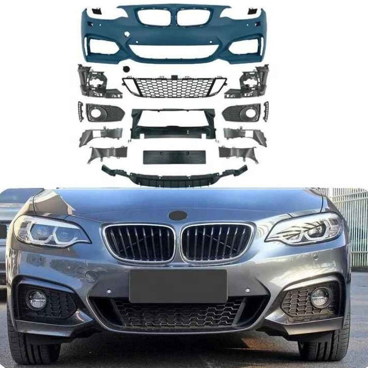 Car Craft Compatible With Bmw 2 Series F22 2014-2019 Upgraded Facelift Convert To M Sport M Tech Mt Bodykit Front Bumper Grill Skirt Trim Gc F22/23-012 Usa