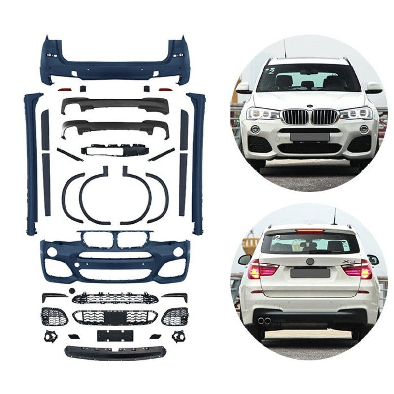 Car Craft Compatible With Bmw X3 Lci F25 2014-2017 Upgrade Convert To M Sport M Performance Mt M Tech X3m Bodykit Body Kit Front Rear Bumper After Lip Diffuser Skirt Splitter Wheel Arch Door Trim Cover Cladding Gc F25 005