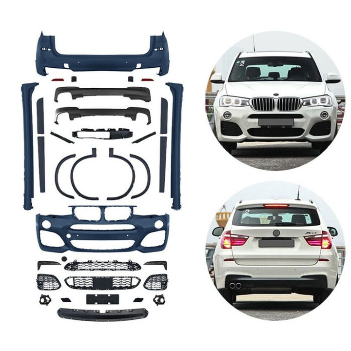 Car Craft Compatible With Bmw X3 Lci F25 2014-2017 Upgrade Convert To M Sport M Performance Mt M Tech X3m Bodykit Body Kit Front Rear Bumper After Lip Diffuser Skirt Splitter Wheel Arch Door Trim Cover Cladding Gc F25 005