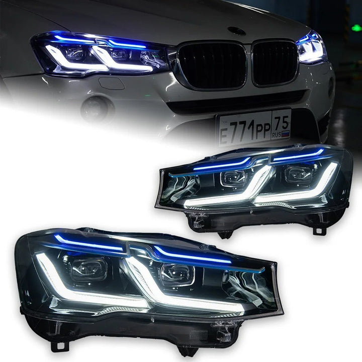 Car Craft Compatible With Bmw X3 F25 2015-2017 Lci Car Front Upgraded Head Light Lamp Xenon Headlight Retrofit Upgrade Modified Led Drl Hid Defender Style - CAR CRAFT INDIA