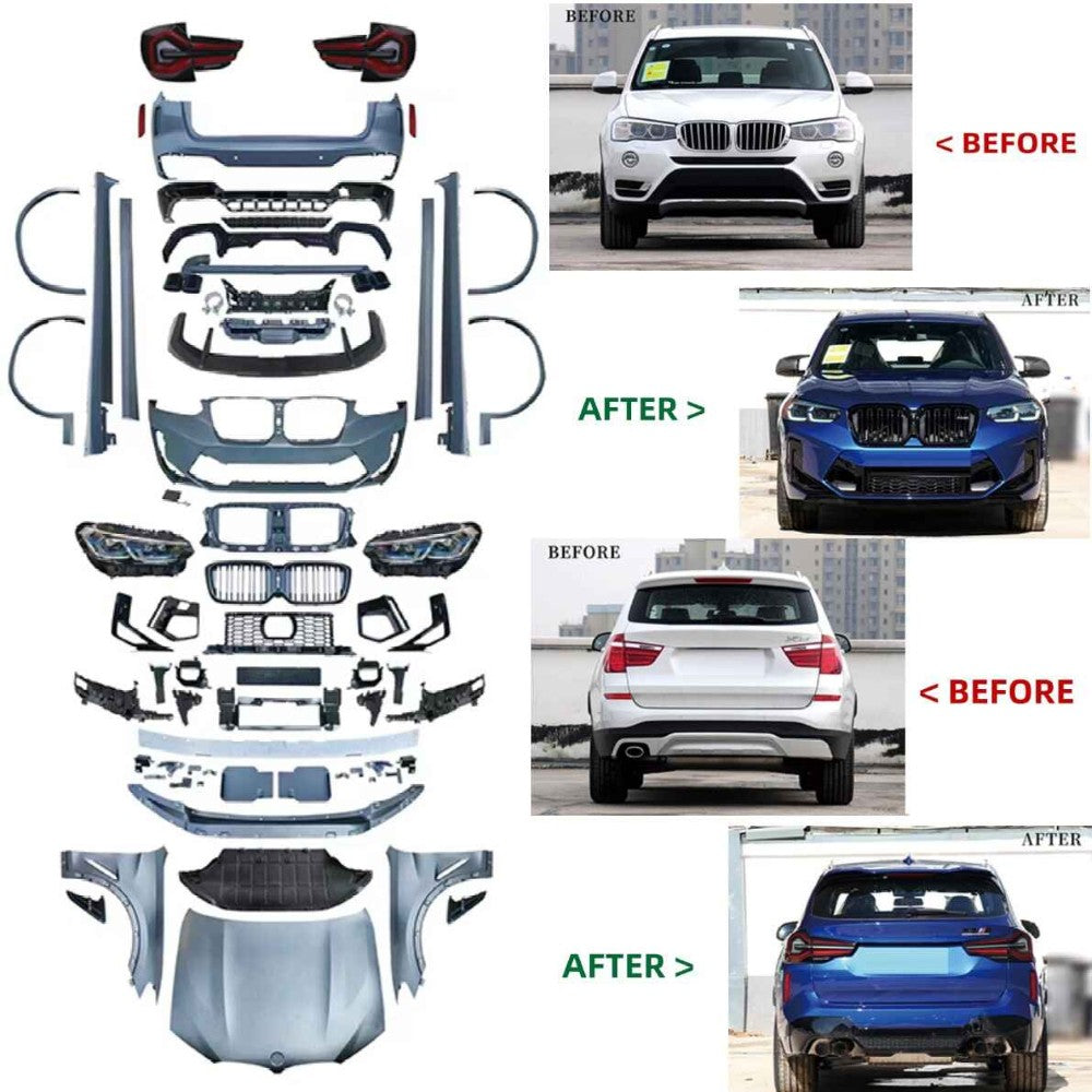 Car Craft Compatible With Bmw X3 F25 2010-2017 To X3 G01 G08 Lci 2023+ X3m F97 Upgrade Facelift Conversion Hood Fender Bodykit Bumper Headlight Taillight CC-6331