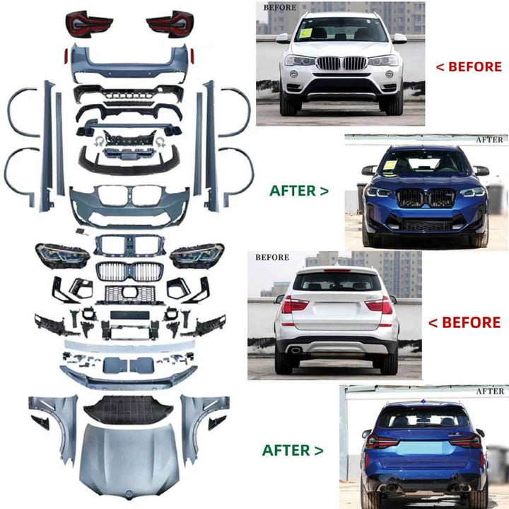 Car Craft Compatible With Bmw X3 F25 2010-2017 To X3 G01 G08 Lci 2023+ X3m F97 Upgrade Facelift Conversion Hood Fender Bodykit Bumper Headlight Taillight CC-6331
