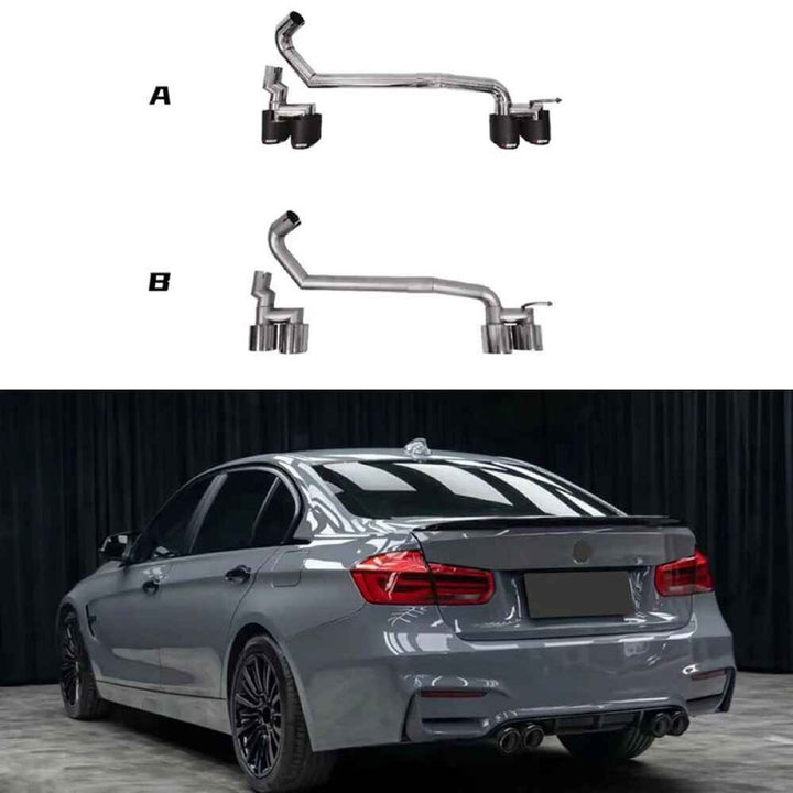 Car Craft Compatible With Bmw 3 Series F30 F80 M3 M4 Exhaust Tips Tail Pipe Midpipe Muffler With Clamp Akrapovic Chrome