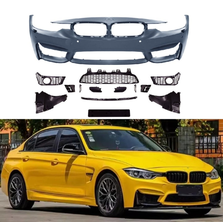 Car Craft Compatible With Bmw 3 Series F30 2012-2018 Upgrade Facelift Convert To M Sport M3 M4 Bodykit Front Bumper Skirt With Fog Lamp Hole Gc F30/35-014