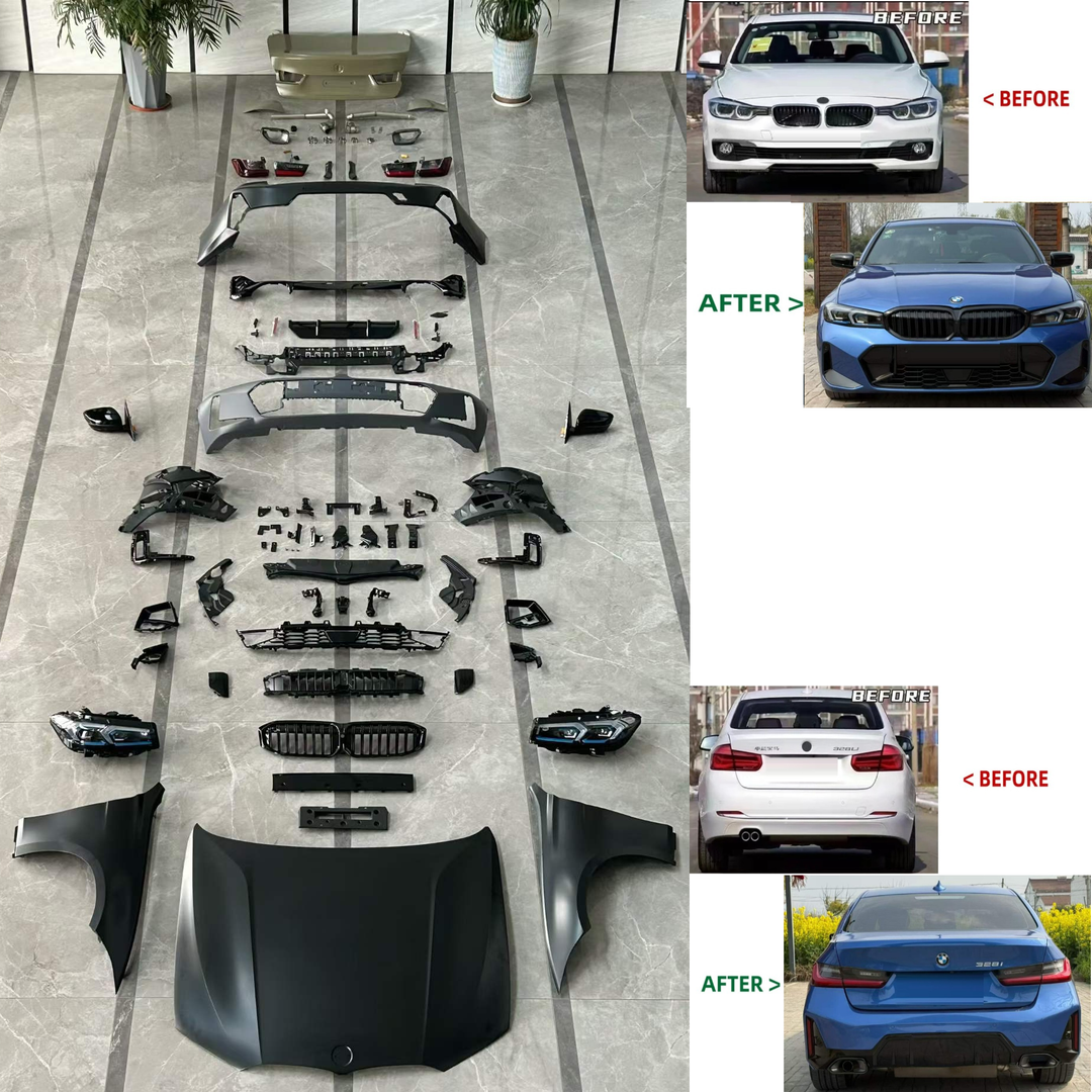Car Craft Compatible With Bmw 3 Series F30 2012-2018 Upgrade Facelift Convert To G20 G28 2023 Lci Style Bodykit Front Rear Bumper Grill Hood Bonnet Fender Trunk Headlight Taillight Mirror Non Cut Version - CAR CRAFT INDIA