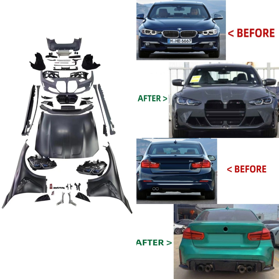 Car Craft Compatible With Bmw 3 Series F30 2012-2018 Upgrade Convert To G80 M3 M4 Narrow Bodykit Bumper Grill Fender Hood Side Skirts Grill Diffuser Exhaust Pipe Tip Headlight - CAR CRAFT INDIA
