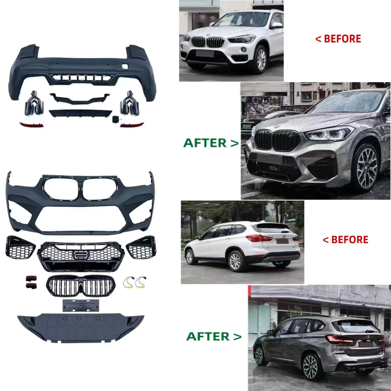 Car Craft Compatible With Bmw X1 F48 F49 2016-2022 Upgrade Facelift Convert To X3 G01 G08 X3m 2023 Bodykit Bumper Mesh Side Vent Splitter Skirts Grill Exhaust Pipe Tip - CAR CRAFT INDIA