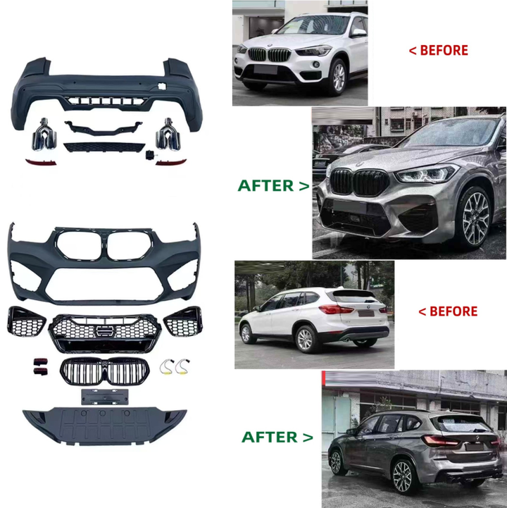 Car Craft Compatible With Bmw X1 F48 F49 2016-2022 Upgrade Facelift Convert To X3 G01 G08 X3m 2023 Bodykit Bumper Mesh Side Vent Splitter Skirts Grill Exhaust Pipe Tip - CAR CRAFT INDIA