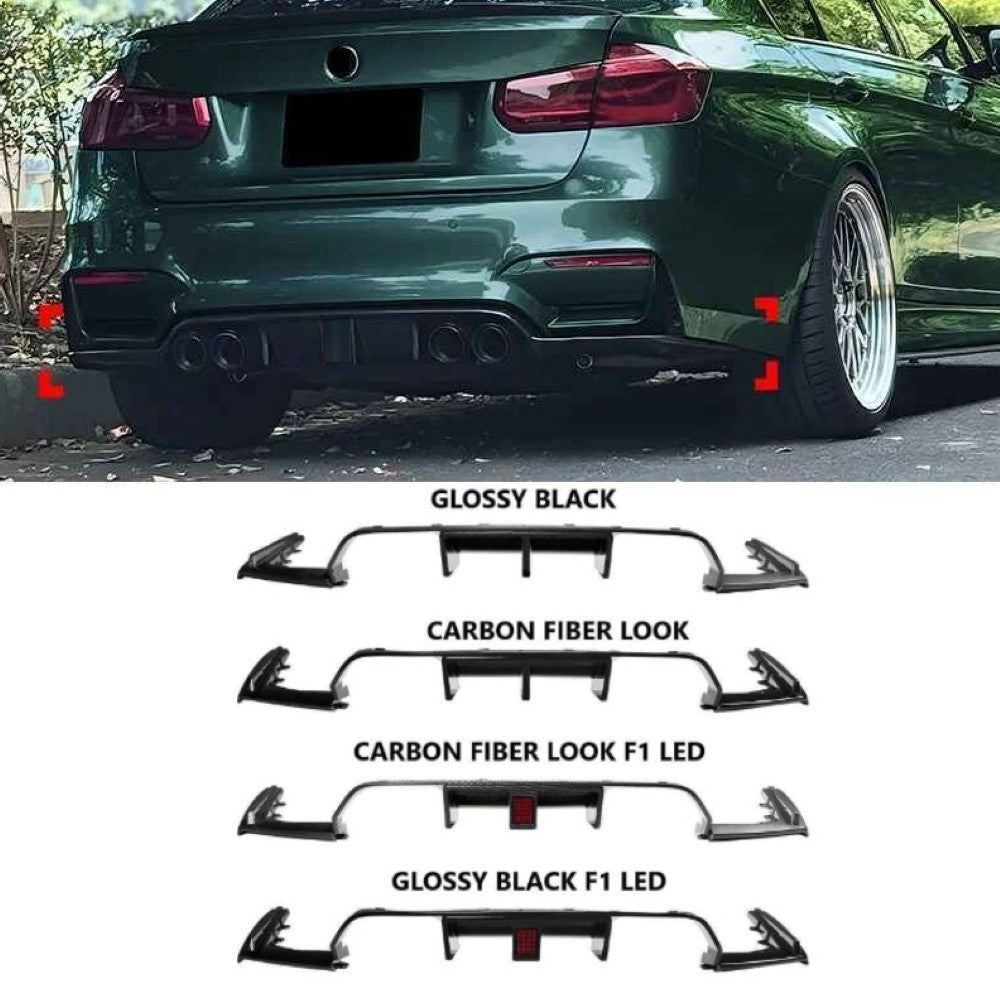 Car Craft Compatible With Bmw M3 M4 F80 F81 F82 F83 2014-2019 Rear Bumper After Lip Diffuser Trim Skirt Zst-1302 Gb Glossy Black