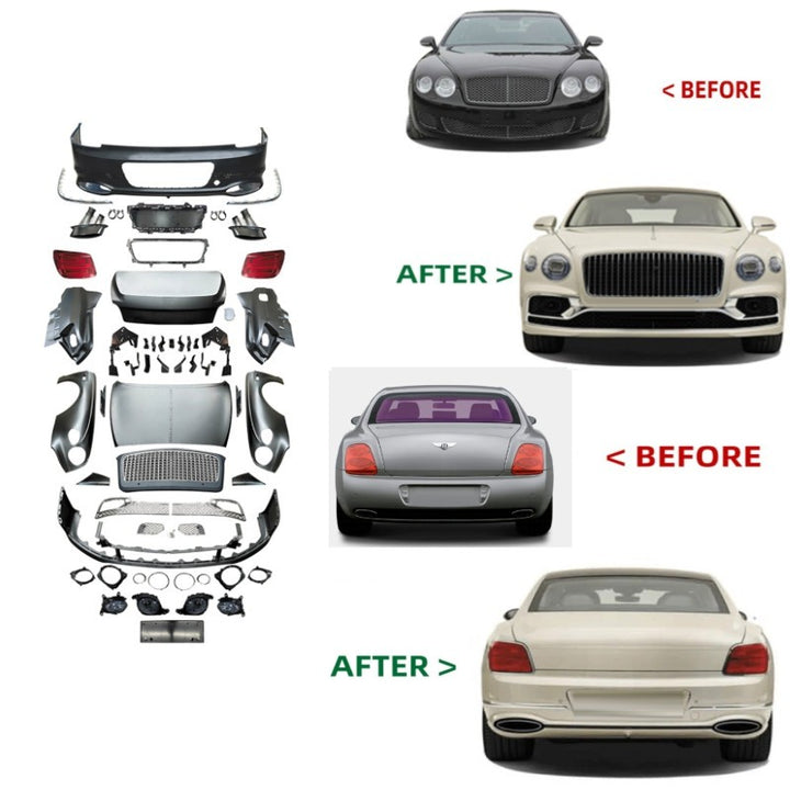 Car Craft Compatible With Bentley Flying Spur 2005-2019 Upgrade Facelift Conver To 2020 Flying Spur Gt Bodykit Bumper Headlight Taillight Fender Hood Trunk Front Lip Grill - CAR CRAFT INDIA