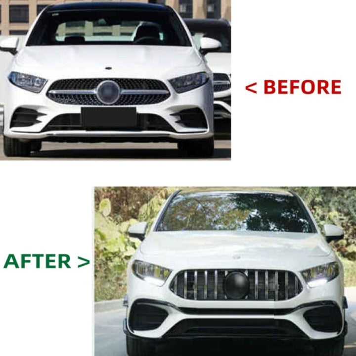 Car Craft Compatible With Mercedes Benz A Class W177 2018-2023 Upgrade Convert Upgrade to Amg45 Front Bumper Bodykit Skirst Lips Splitter A45 Style Zst W177-003 GC
