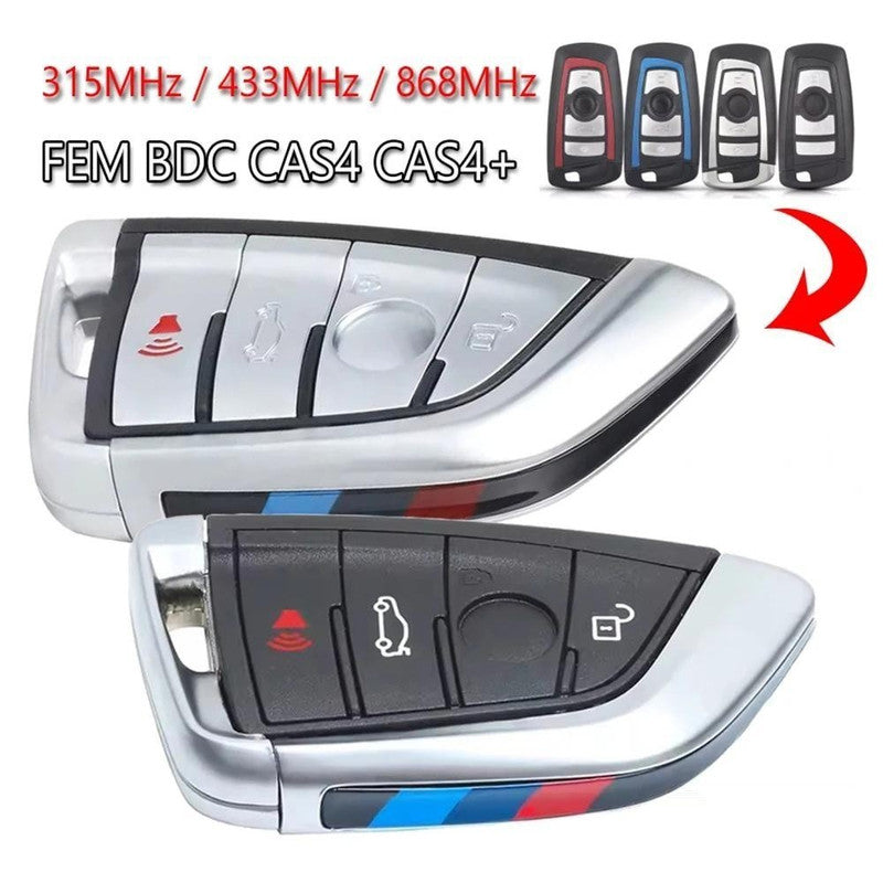 Car Craft Compatible With Bmw 1 2 3 4 5 6 7 X1 X3 X4 X5 X6 X7 Z4 Series Upgrade Key Cover Case To New Style Car Key Cover Shell With Blade 4 Button Silver Bm-ks-42