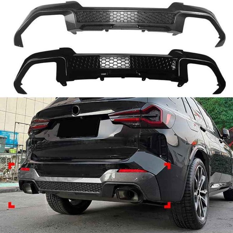 Car Craft Compatible With Bmw X3 G01 Lci 2022-2025 Rear M Sport Bumper Lip Splitter Skirts Diffuser Zst-1460 Cf Carbon Fiber Look - CAR CRAFT INDIA