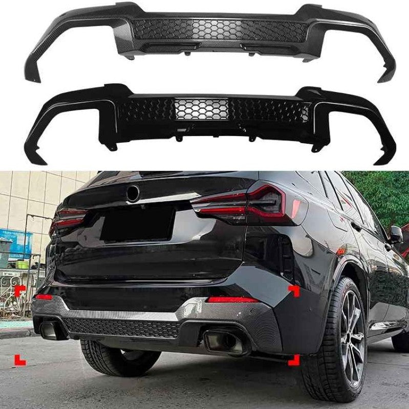 Car Craft Compatible With Bmw X3 G01 Lci 2022-2025 Rear M Sport Bumper Lip Splitter Skirts Diffuser Zst-1460 Gb Glossy Black - CAR CRAFT INDIA