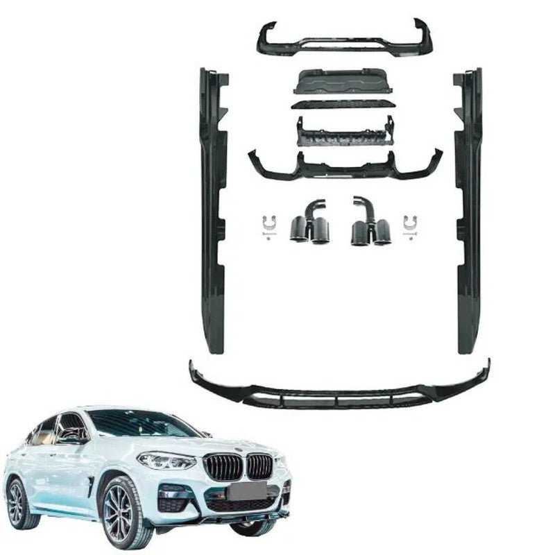 Car Craft Compatible With Bmw X4 G02 2018-2021 Upgrade Convert To Black Samurai Aero M Tech Mt Bodykit Body Kit Side Skirt Splitter Front Lip Diffuser Exhaust Pipe Tip 25i Gc G02 006