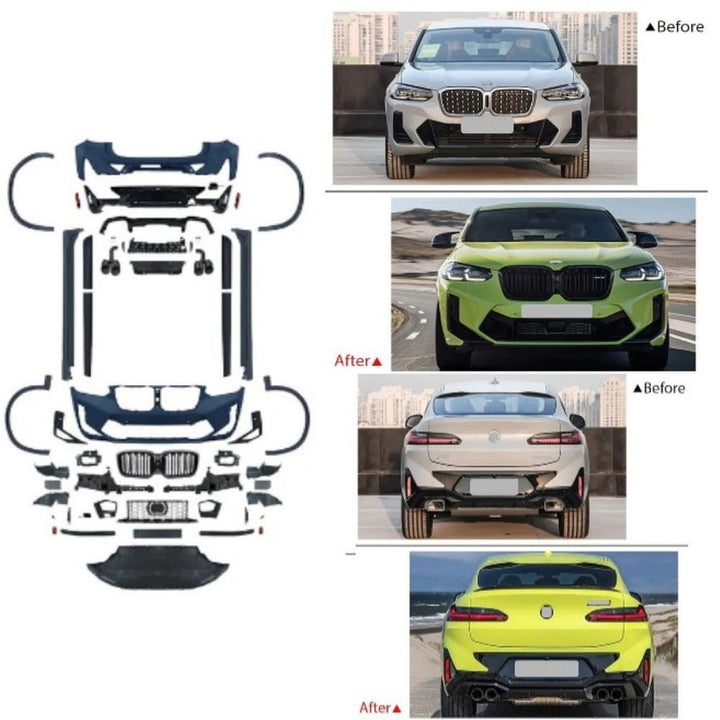 Car Craft Compatible With Bmw X4 G02 Lci 2022-2026 Upgrade Convert To M Sport M Performance X4m F98 Bodykit Body Kit Front Rear Bumper Splitter Grill Lip Diffuser Exhaust Pipe Tip Wheel Arch Trim Cover Gc G02 015
