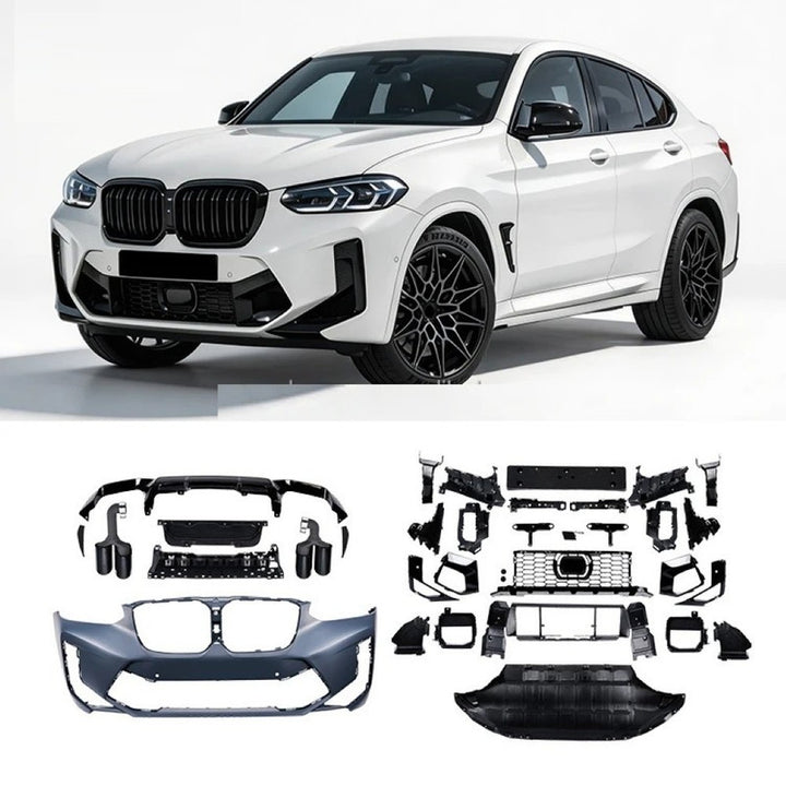 Car Craft Compatible With Bmw X4 G02 Lci 2022-2026 Upgrade Convert To M Sport M Performance X4m F98 Bodykit Body Kit Front Bumper Splitter Grill Lip Diffuser Exhaust Pipe Tip Gc G02 014