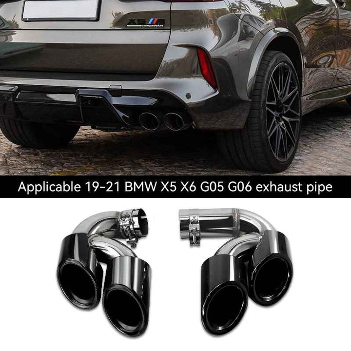 Car Craft Compatible With Bmw X5 X6 G05 G06 2018-2022 Exhaust Tips Tail Pipe Midpipe Muffler With Clamp G05/g18-016 Gc