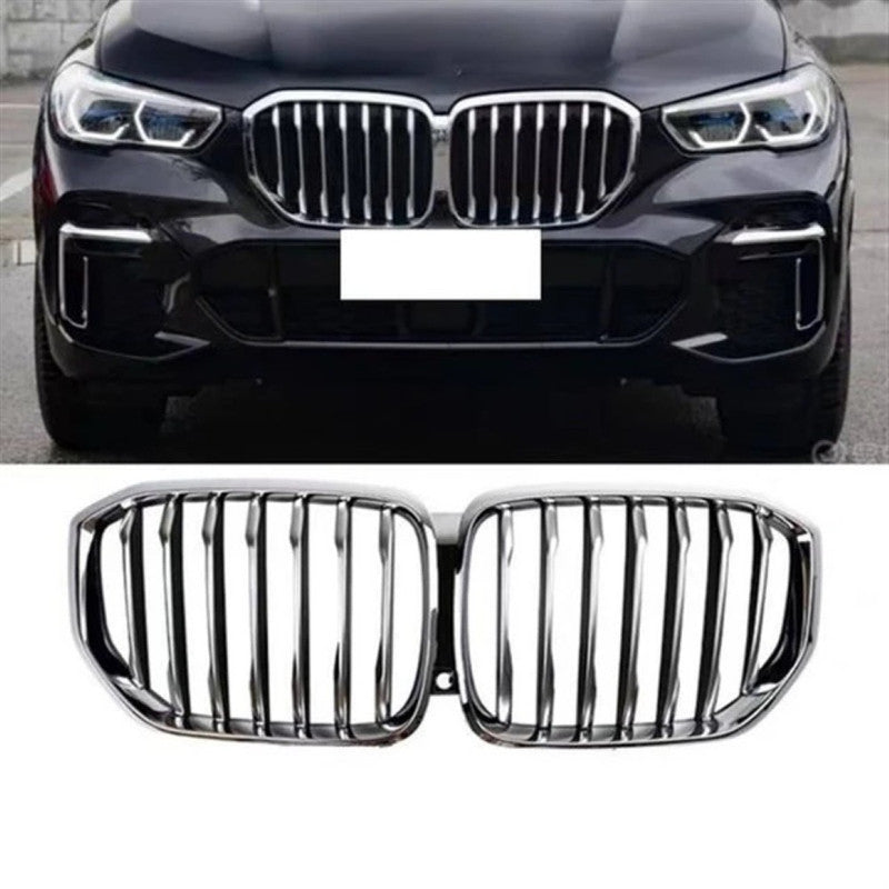 Car Craft Compatible With Bmw X5 G05 2019-2022 M Sport Mt M Tech Front Bumper Show Grill Single Silver Chrome Gc G05 G18 001