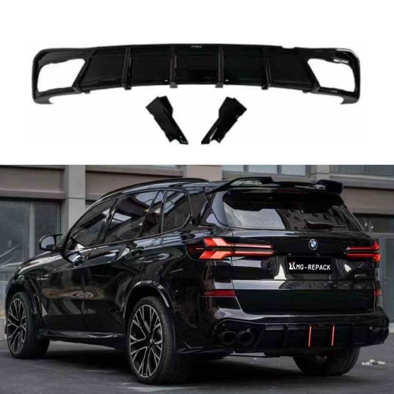 Car Craft Compatible With Bmw X5 G05 2023+ M Sport X5m After Rear Bumper Lip Diffuser Splitter Skirts Trim V Ten Vten Style With Led Light - CAR CRAFT INDIA