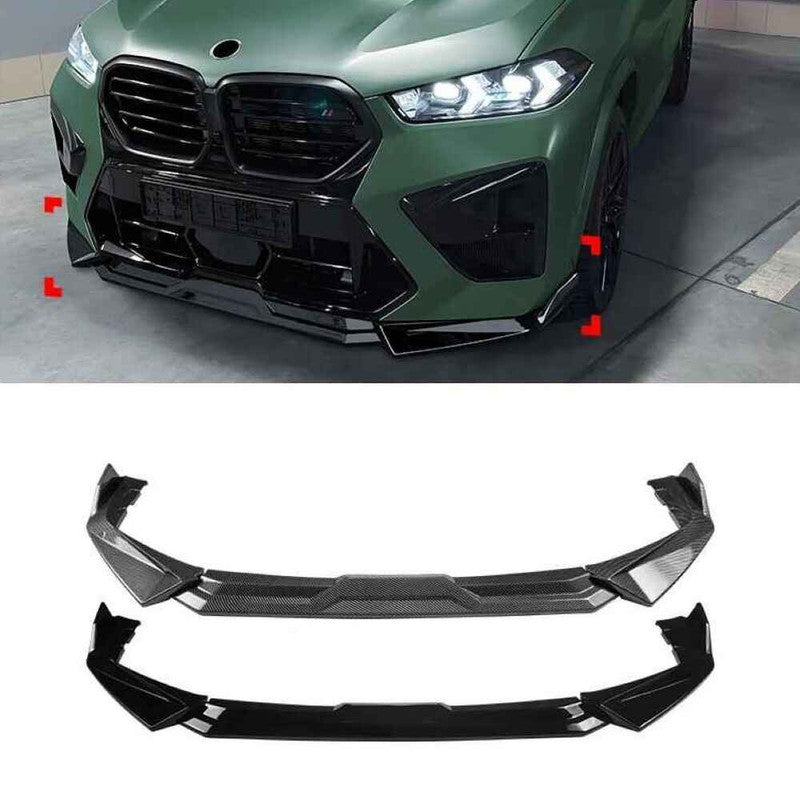 Car Craft Compatible With Bmw X5 X5m F95 X6 F96 G05 G06 Lci M Sport 2024+ Bumper Front Lip Splitter Skirt Trim Zst-1373 Cf Carbon Fiber Look