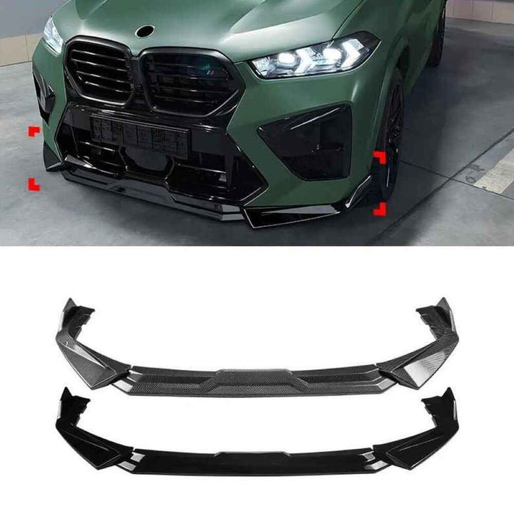 Car Craft Compatible With Bmw X5 X5m F95 X6 F96 G05 G06 Lci M Sport 2024+ Bumper Front Lip Splitter Skirt Trim Zst-1373 Cf Carbon Fiber Look
