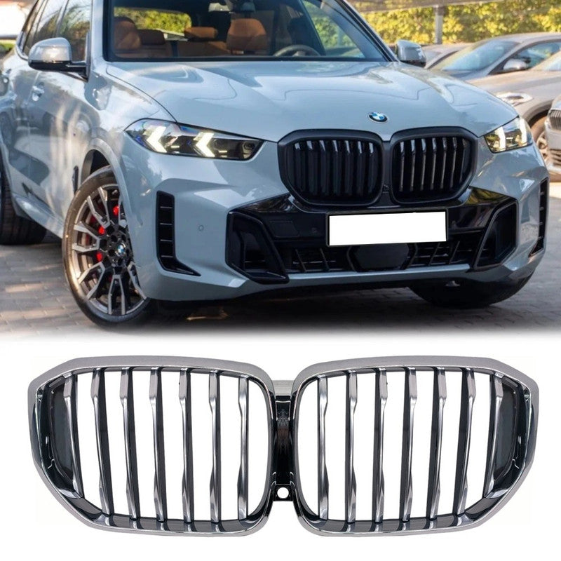 Car Craft Compatible With Bmw X5 G05 Lci 2023-2026 M Sport Mt M Tech Front Bumper Show Grill Single Silver Chrome Gc G05 G18 003