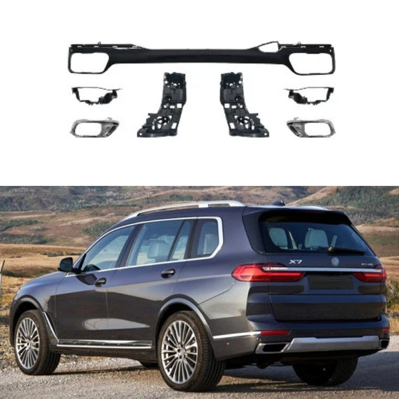 Car Craft Compatible With Bmw X7 G07 2019-2022 Rear Bumper Upgrade Convert To M Sport M Performance M Tech Mt Rear After Lip Diffuser Skirt Splitter Exhaust Tip Pipe Gc G07 003