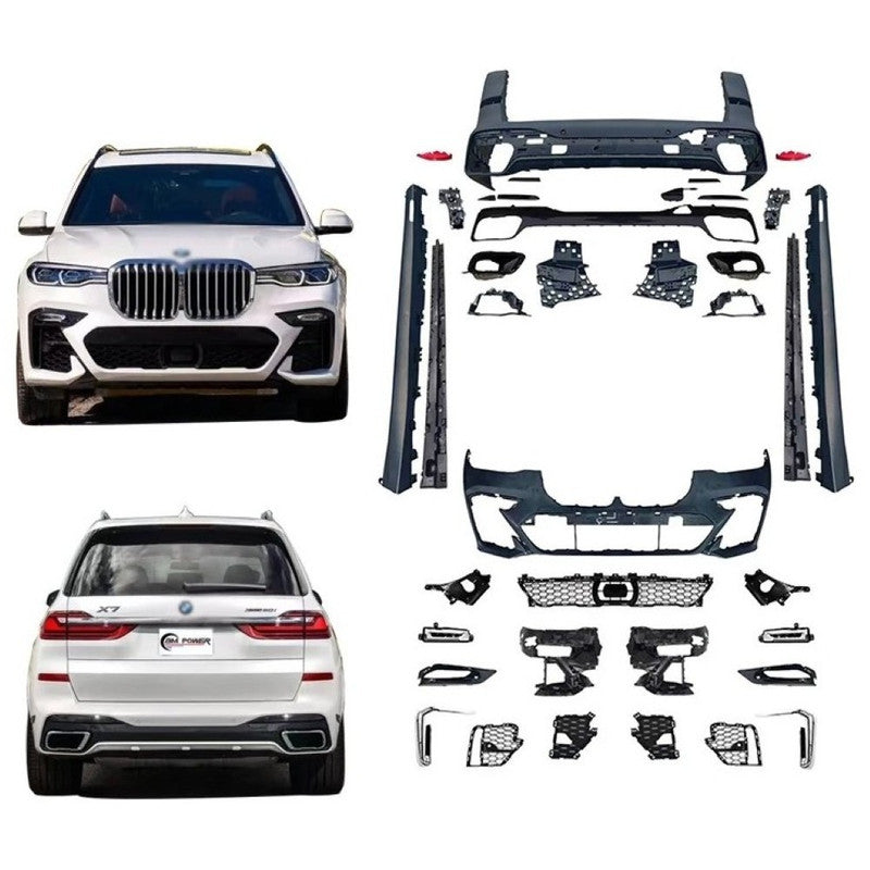 Car Craft Compatible With Bmw X7 G07 2019-2022 Front Rear Bumper Upgrade Convert To M Sport M Performance M Tech Mt Bodykit Body Kit Bumper Side Skirt Rear After Lip Diffuser Exhasut Pipe Tips Gc G07 005