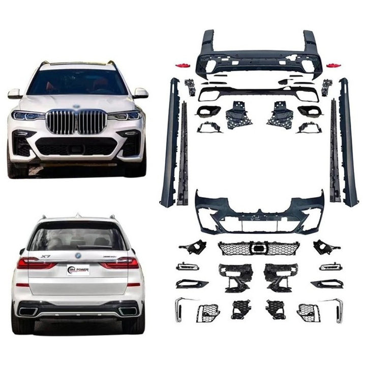 Car Craft Compatible With Bmw X7 G07 2019-2022 Front Rear Bumper Upgrade Convert To M Sport M Performance M Tech Mt Bodykit Body Kit Bumper Side Skirt Rear After Lip Diffuser Exhasut Pipe Tips Gc G07 005