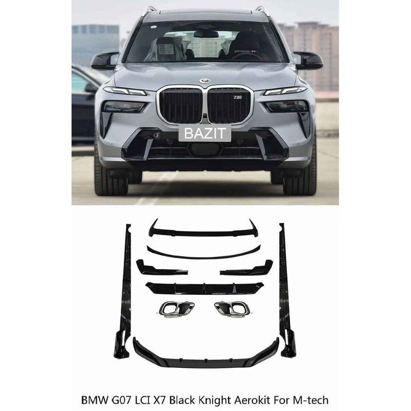 Car Craft Compatible With Bmw X7 G07 Lci 2023+ M Sport Mp M Performance Mt M Tech Bumper Upgrade Convert To X5m Aero Black Samurai Bodykit Diffuser Exhaust Front Lip Spoiler Splitter Gc