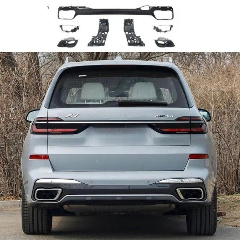 Car Craft Compatible With Bmw X7 G07 Lci 2023-2026 Rear Bumper Upgrade Convert To M Sport M Performance M Tech Mt Rear After Lip Diffuser Skirt Splitter Exhaust Tip Pipe