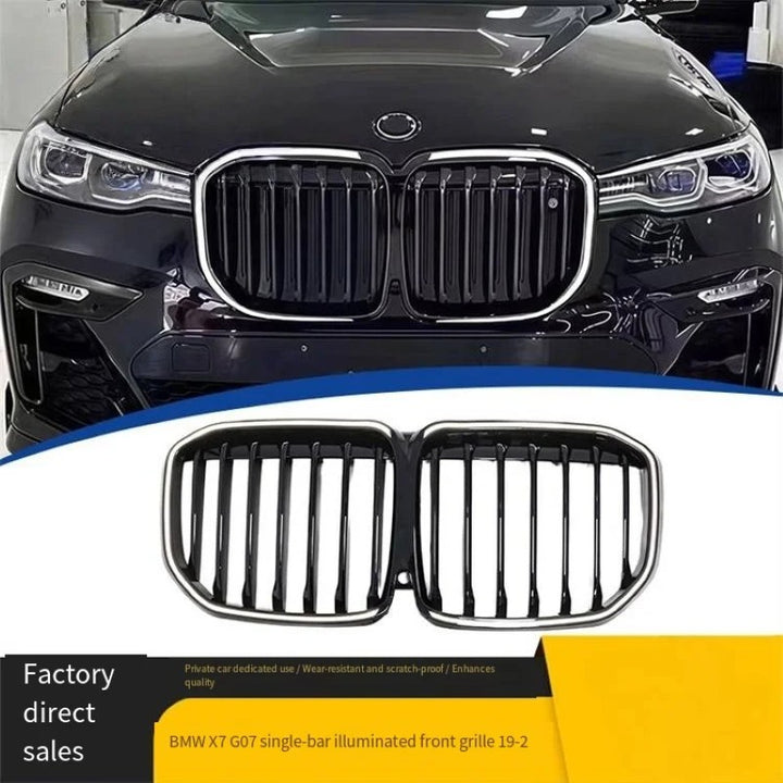 Car Craft Compatible With Bmw X7 G07 2019-2022 Front Bumper Luminous Illuminated Led Glow Show Grill Single Bar Line Glossy Black - CAR CRAFT INDIA
