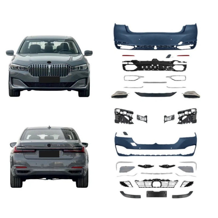Car Craft Compatible With Bmw 7 Series G12 2019-2022 Front Rear Bumper Upgrade Convert To M Sport M7 Classic Bodykit Body Kit Bumper Side Skirt Rear After Lip Diffuser Exhasut Pipe Tips Gc G11 12 017