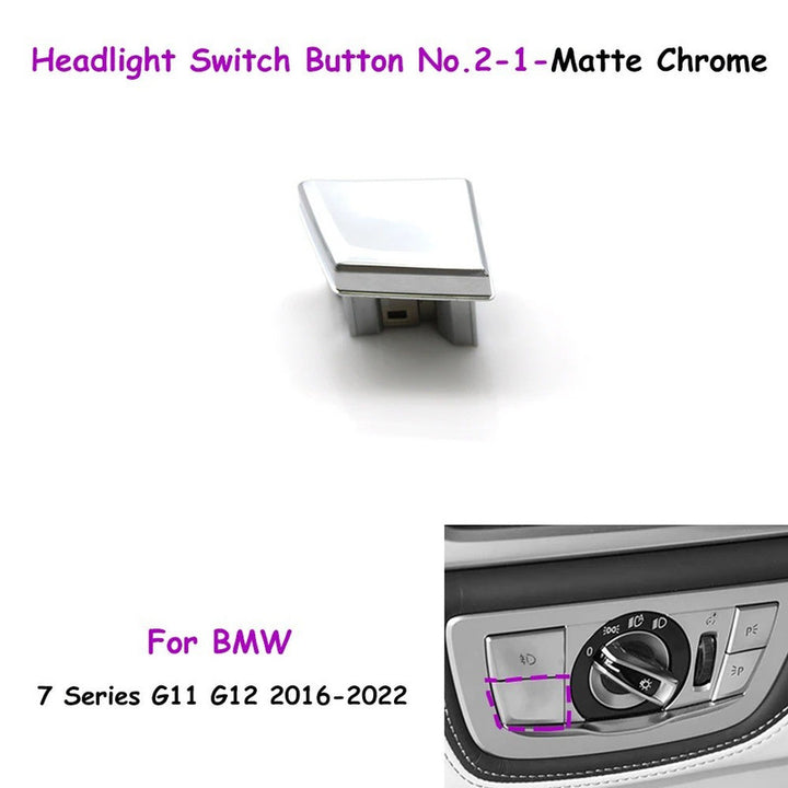 Car Craft Compatible With Bmw 7 Series G11 G12 2016-2022 Car Headlamp Headlight Rotary Switch Knob Cover Fog Lamp Light Parking Night Vision Button 2-1