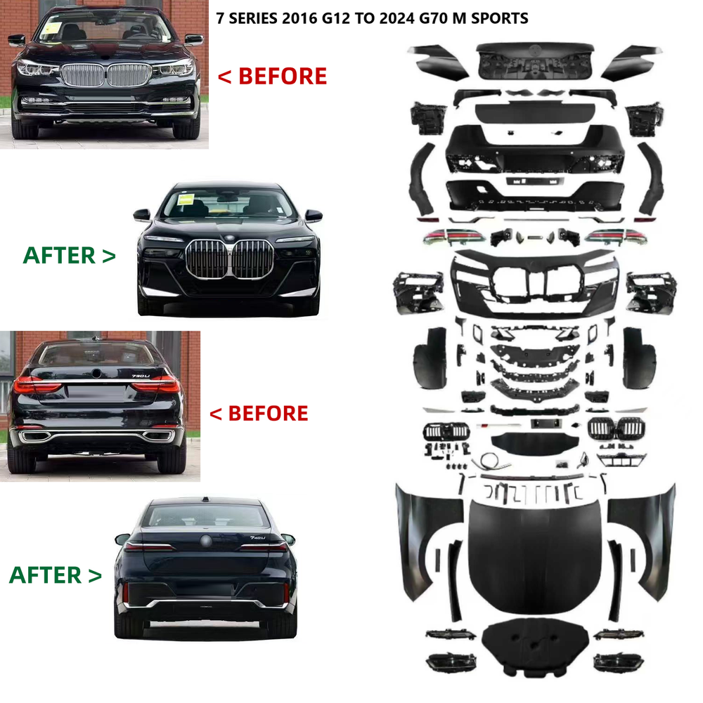Car Craft Compatible With Bmw 7 Series G11 G12 2016-2023 Upgrade Convert Facelift To 7 Series G70 2024+ M Sports Style Bodykit Bumper Headlight Taillight Hood Fender CC-6641 - CAR CRAFT INDIA