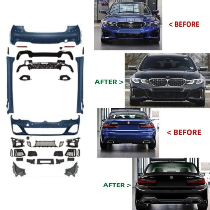 Car Craft Compatible With Bmw 3 Series G20 2019-2022 M340d M340i 330 340 Upgrade Facelift Convert To M Performance M Sport M Tech M-tech Bodykit Bumper Body Kit Front Rear Bumper Assembly Side Skirt Splitter Diffuser Gc G20/28-010