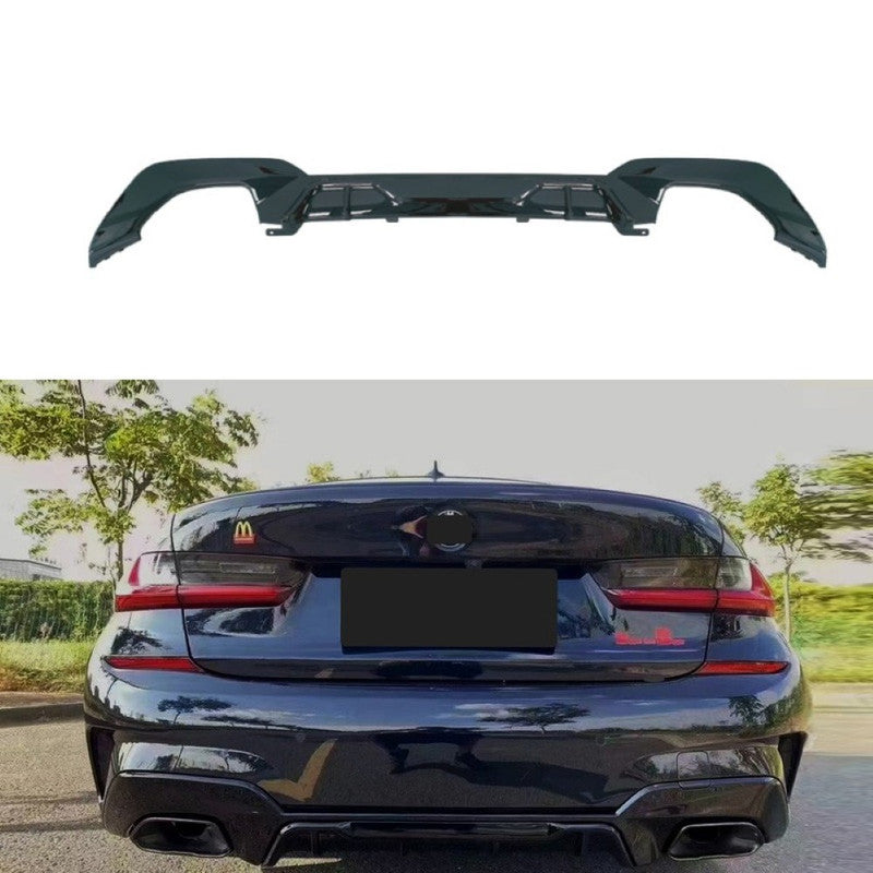 Car Craft Compatible With Bmw 3 Series G20 G28 2019-2022 M Sport M Performance Mp M Tech Bumper Rear After Lip Diffuser Skirt Trim Lip Square Gc G20/28-015 Cf Carbon Fiber Look