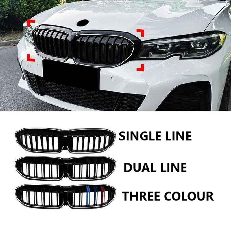 Car Craft Compatible With Bmw 3 Series G20 G21 Pre-facelift 2019-2022 Front Bumper Show Gril Single Line With Led Light