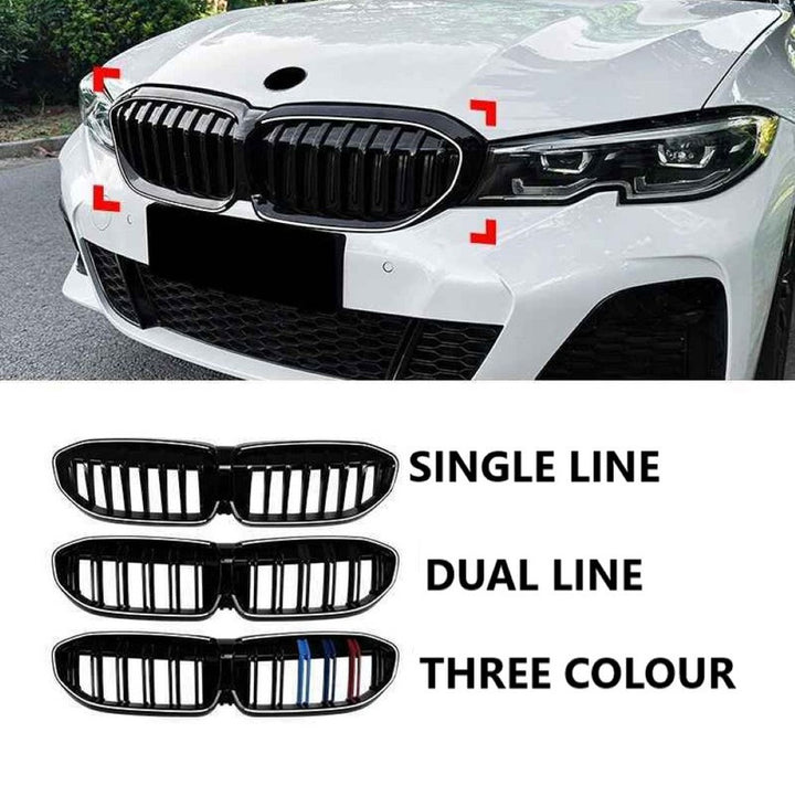 Car Craft Compatible With Bmw 3 Series G20 G21 Pre-facelift 2019-2022 Front Bumper Show Gril Single Line With Led Light