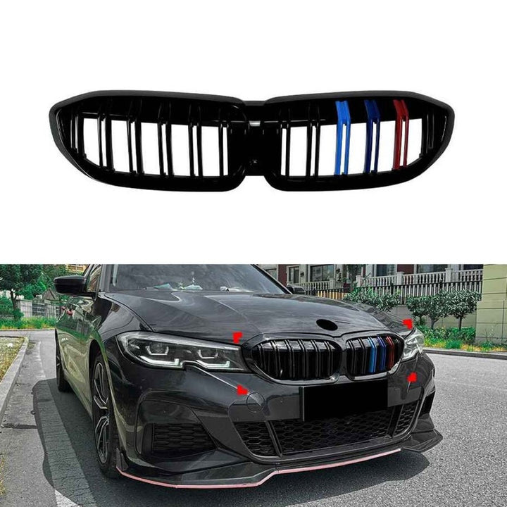 Car Craft Compatible With Bmw 3 Series G20 G21 Pre-facelift 2019-2022 Front Bumper Show Gril Glossy Black Three Colour